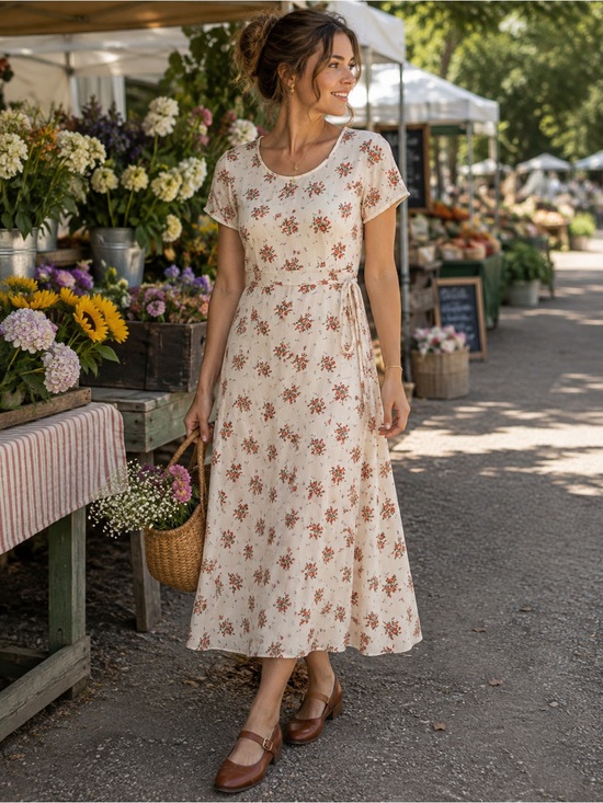 Northern Traditions Dresses & Skirts - Vintage Northern Traditions M Rayon Floral Midi Dress Cottagecore Rose Sash